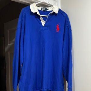 Ralph Lauren Blue Polo Shirt with Red Logo
